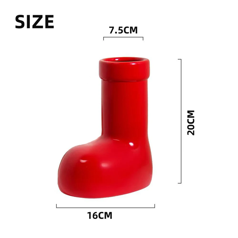 Керамические вазы-ботинки Санта Клаус красные