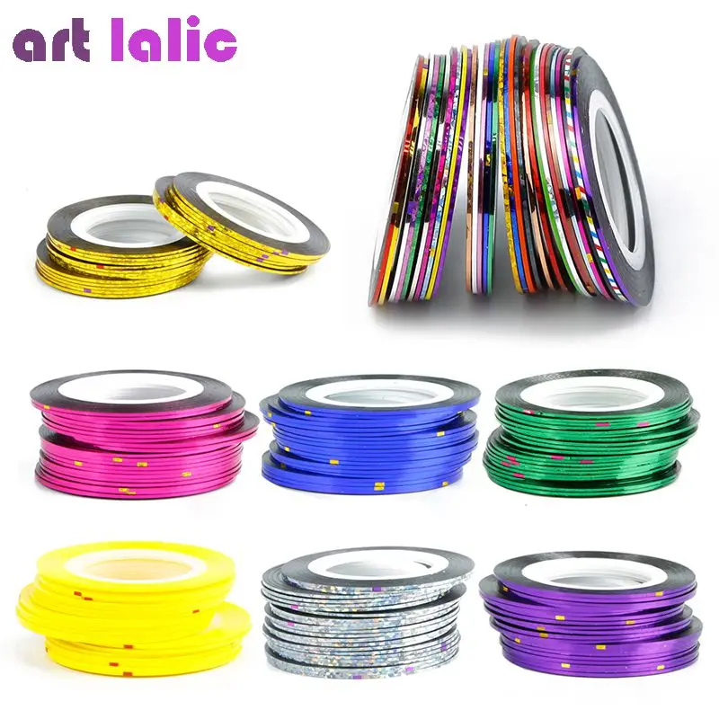 

30Pcs 30 Multicolor Mixed Colors Rolls Striping Tape Line Nail Art Decoration Sticker DIY Nail Tips
