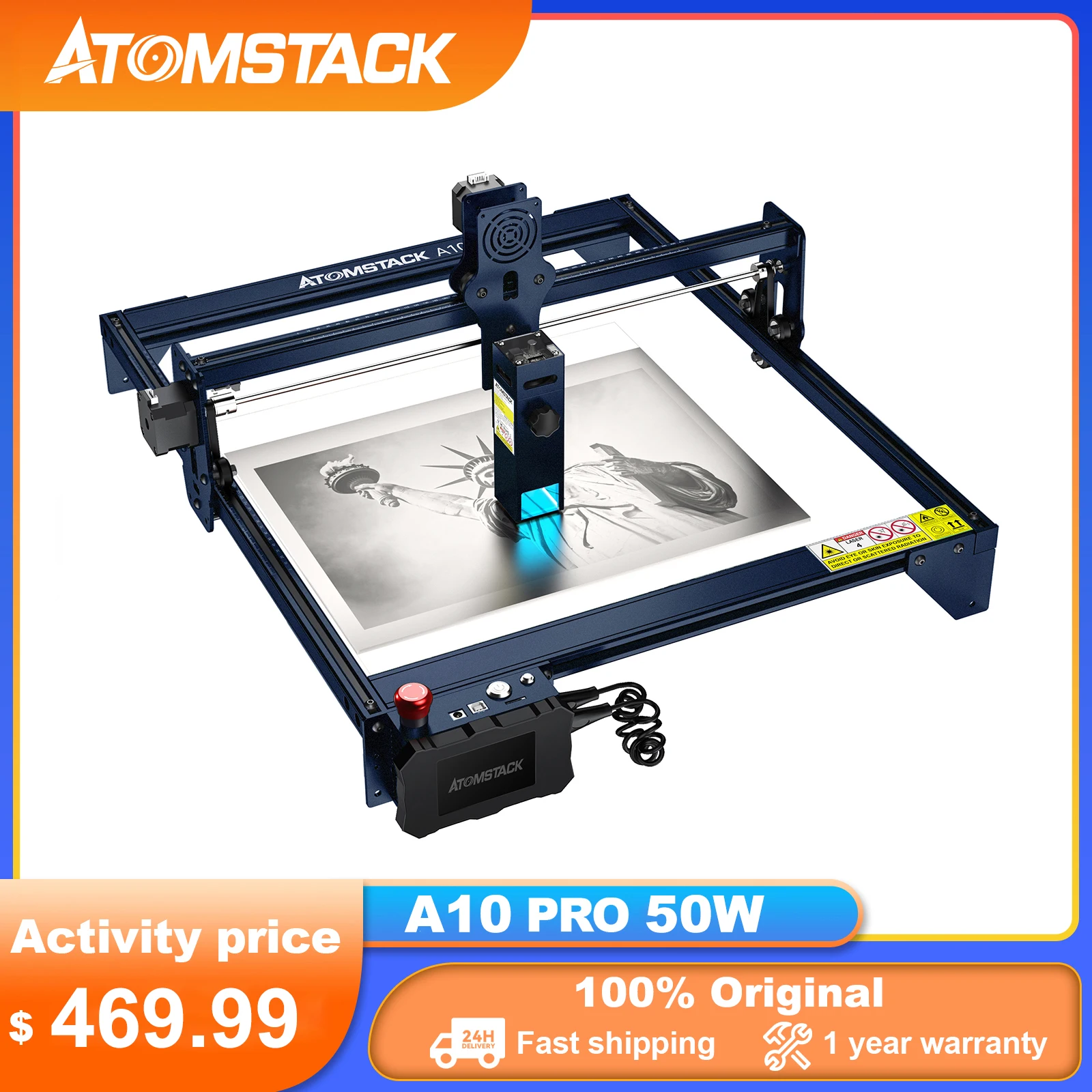 

Лазерный гравировальный станок ATOMSTACK A10 S10 PRO, 50 Вт, двойная лазерная гравировка, дерево, акрил, металл, гравер, настольный DIY принтер для марки...