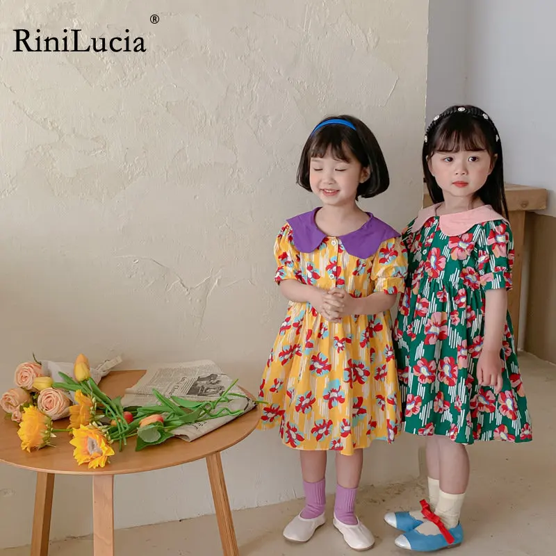 

Girls Baby Dress Spring Summer Toddler Kids Flors Short Sleeve Pleated Lapel Dresses Children's Costumes Clothing C01