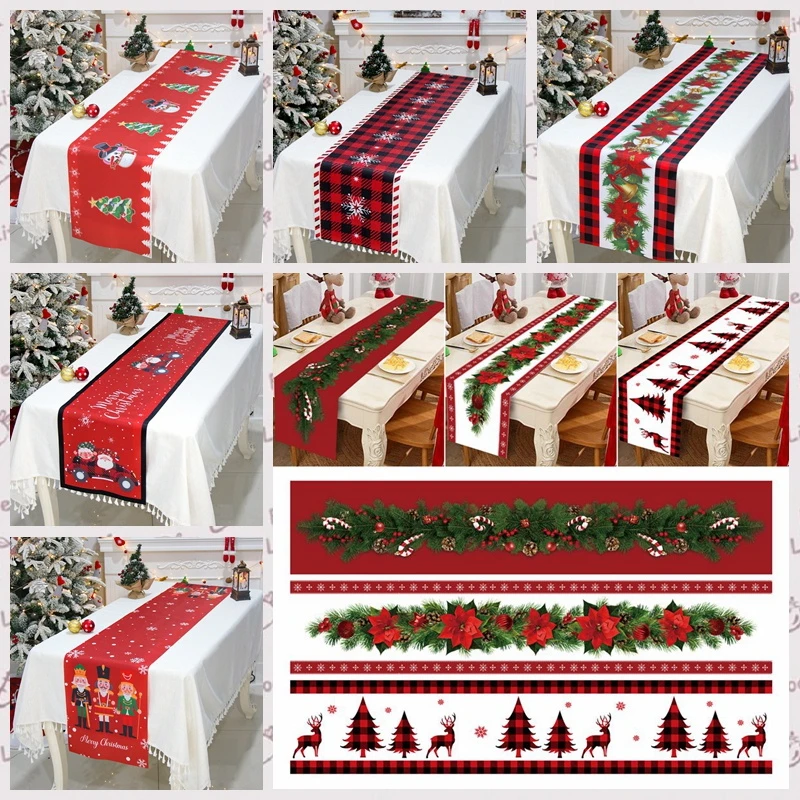 

Christmas Table Runner Cloth Merry Christmas Decoration for Home Tablecloth Xmas Ornament Navidad Natal Noel New Year Gift 2023