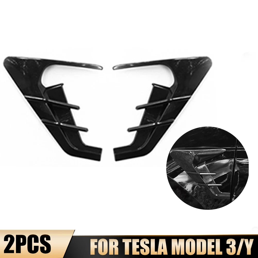 

2pcs or Tesla Model 3 (21-22) Model Y (20-22) Car Side Fender Vent Cover Side Wing Air Vent Hood Intake Fender Cover Trim Fits