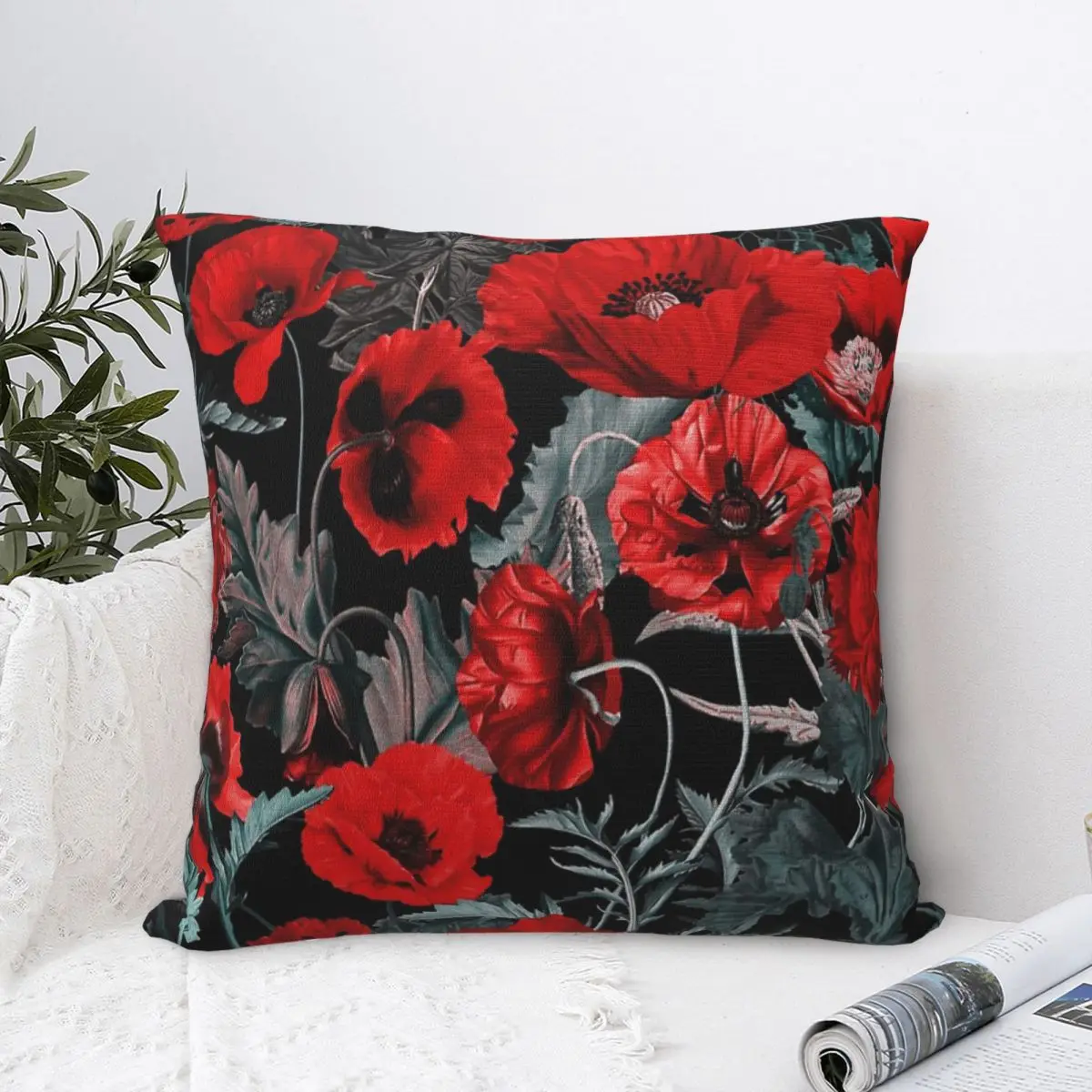 

Poppy Garden Pillow Case Pillow Cover Pillows For Sofa Pillow Covers Pillow Case With Zip