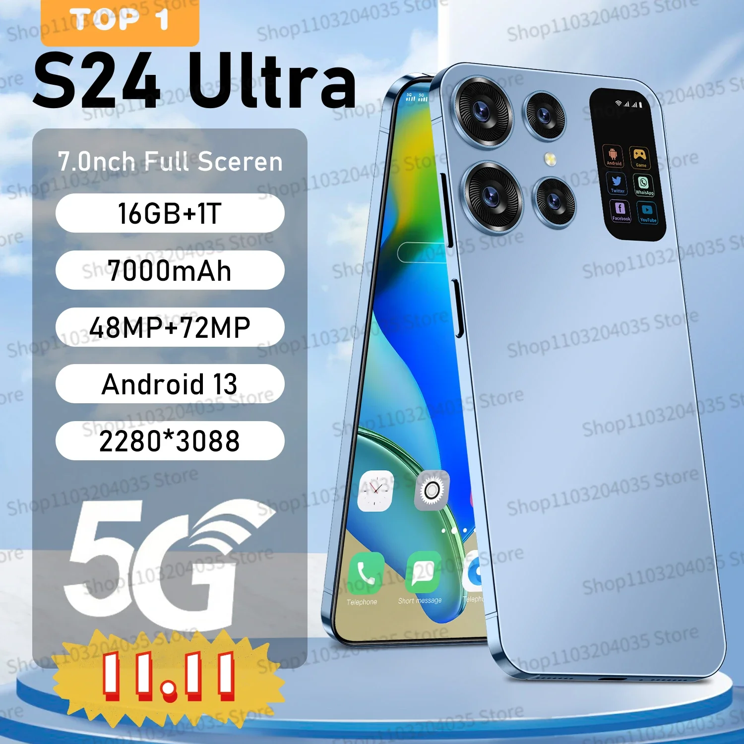 

Смартфон S24 на android, 7,3 дюйма, 6800 мАч, 16 + 1 ТБ