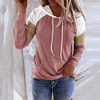 oversized hooded loose fit women coat long sleeve pocket color block pullover womens sweatshirts hooded outerwear