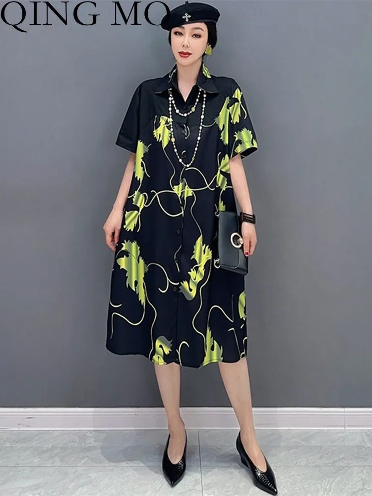 

Женское платье-поло с полурукавами QING MO, повседневное облегающее Платье До Колена, модель ZXF1996 в Корейском стиле на лето, 2023