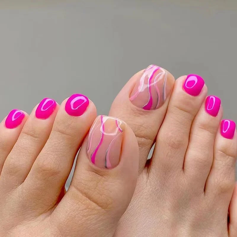 

24pcs French Toenail Nail Stickers Removable Square Short Manicure Fake Nails Wear Manicure Wear Nails Finished Nail Pieces