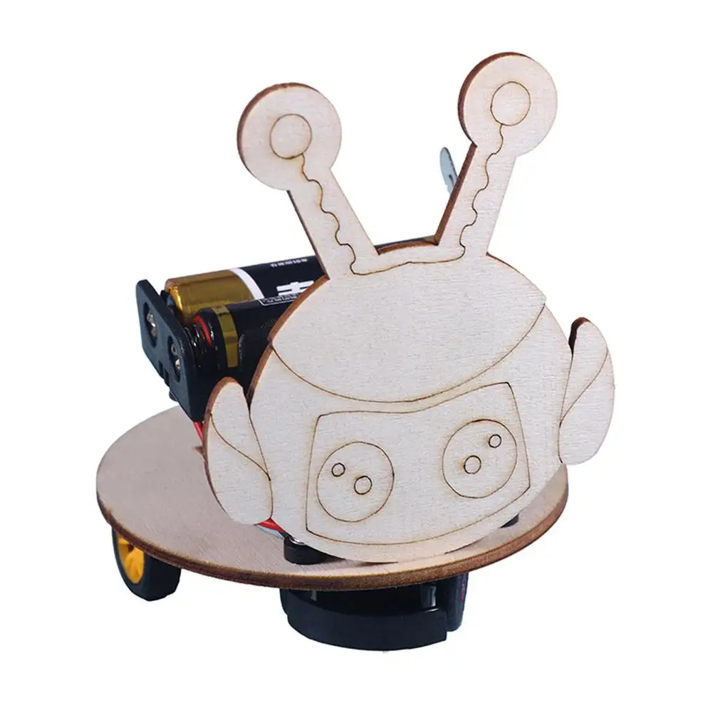 

1 Pcs Diy Wooden Obstacle Avoidance Robot Science Experiment Manual Material Kit Technology Production Assembly EducationToy