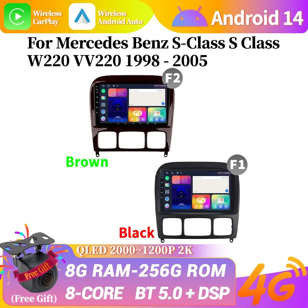 Для Mercedes Benz S-Class S Class W220 VV220 1998-2005 Android 14 Автомобильный стерео радио Мутимедийный - Цена: 42277
