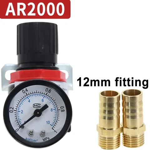 AR2000 G1/4 ''пневматический мини-регулятор давления воздуха, регулятор компрессора, блоки обработки клапана с манометром, 4 мм-12 мм фитинг