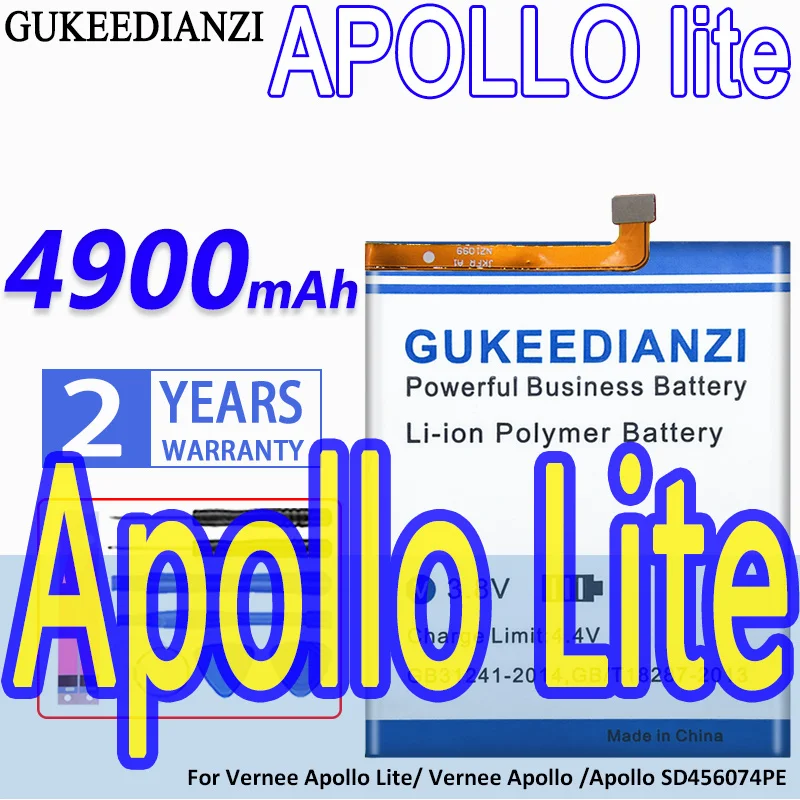 

Большой емкости аккумулятор GUKEEDIANZI APOLLO lite 4900 мАч для Vernee Apollo Lite/ Vernee Apollo /Apollo SD456074PE