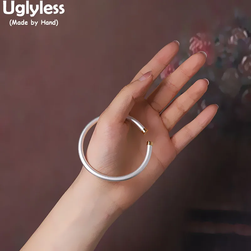 

Uglyless Genuine 999 Full Silver Simple Fashion Blank Bangles for Women LESS is MORE Minimalist Jewelry Solid Silver Open Bangle
