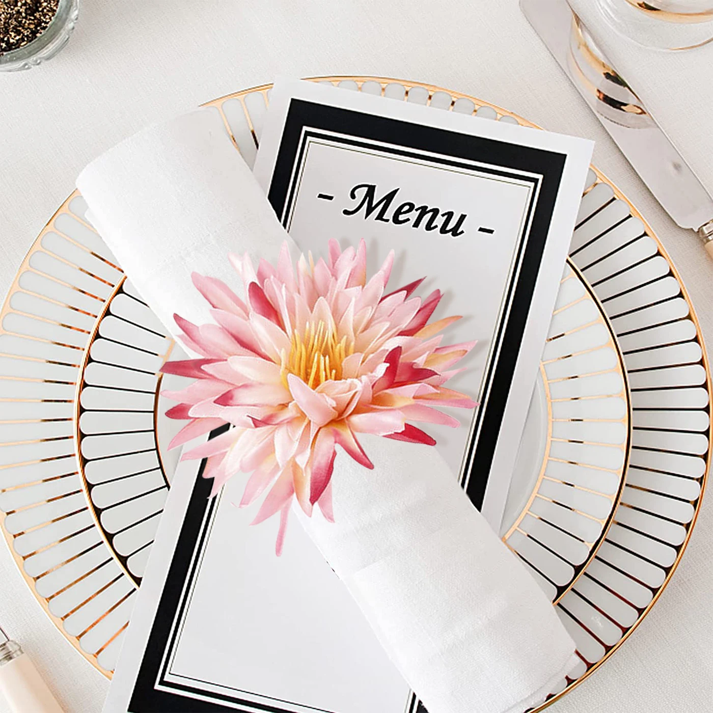 Набор колец для салфеток с искусственными цветами набор из 4 держателей ручной