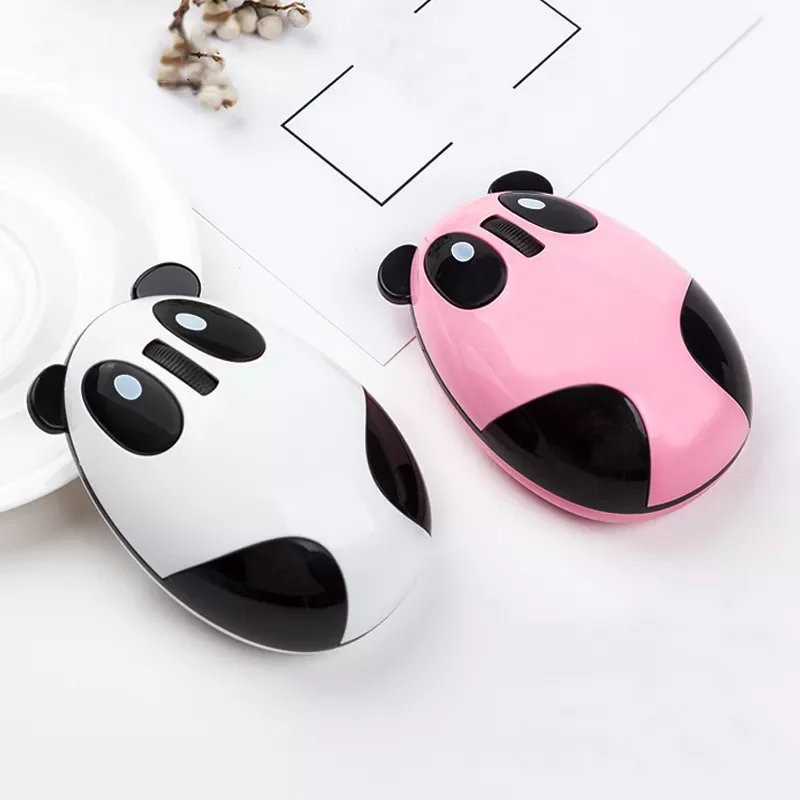 

Silent Wireless Rechargeable Mouse Optical Ergonomic Computer Mice Cute Panda Shape Pink USB Mice For Girl Kid Laptop PC Macbook