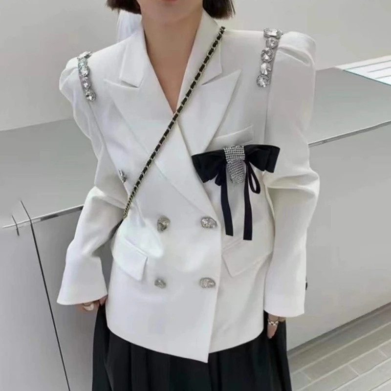 

Весенний женский Блейзер Getspring 2022, свободный блейзер с бантом из стразов, модный Блейзер большого размера, Прямая поставка, оптовая продажа