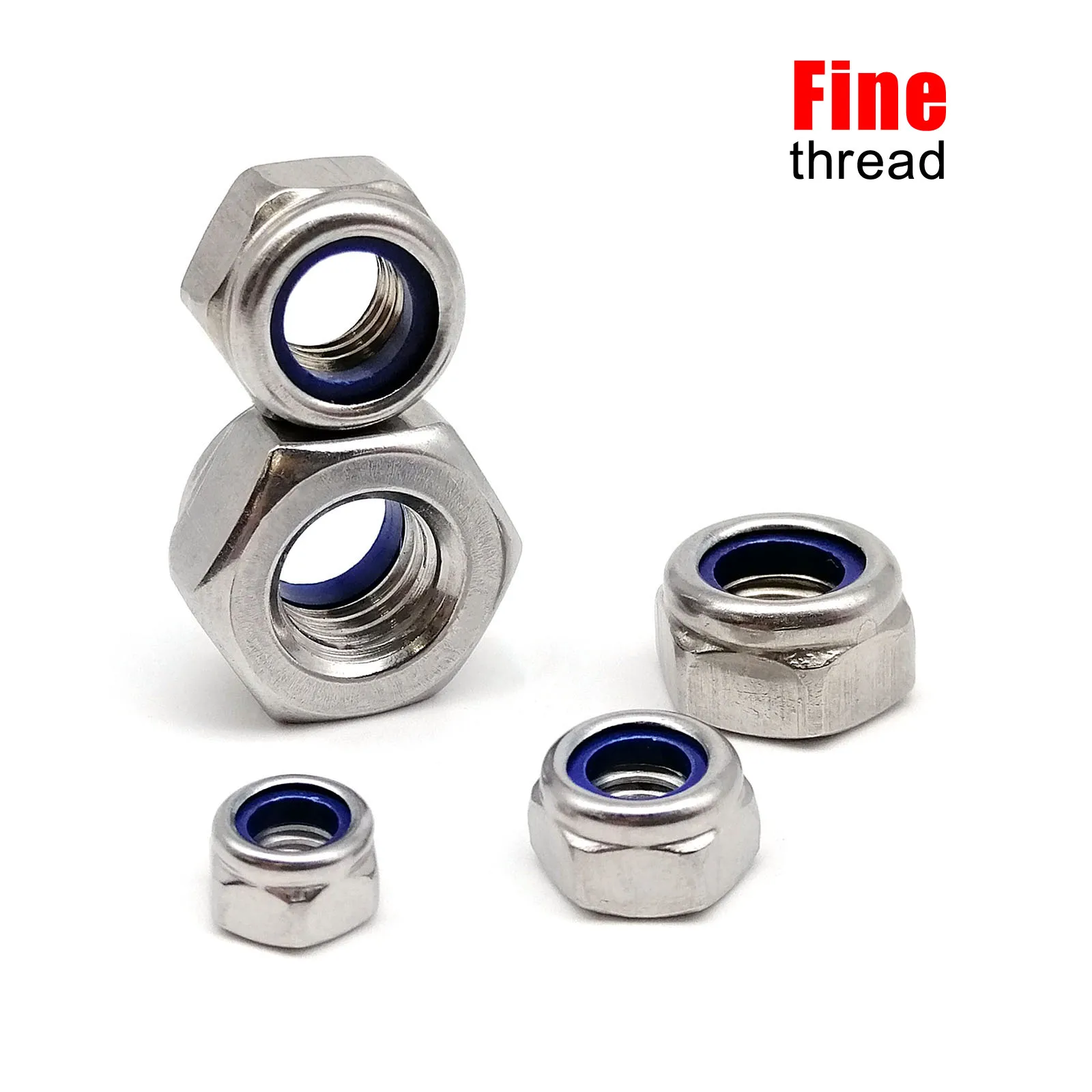 

Fine Thread DIN985 M5 M6 M8 M10 M12 M14 M16 304 A2-70 Stainless Steel Hex Hexagon Nylock Locknut Nylon Insert Self Locking Nut