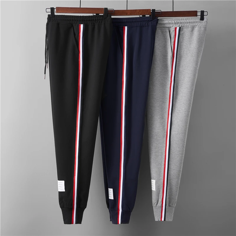 Summer TB side webbing sweatpants striped casual sports pants long pants for men and women couples