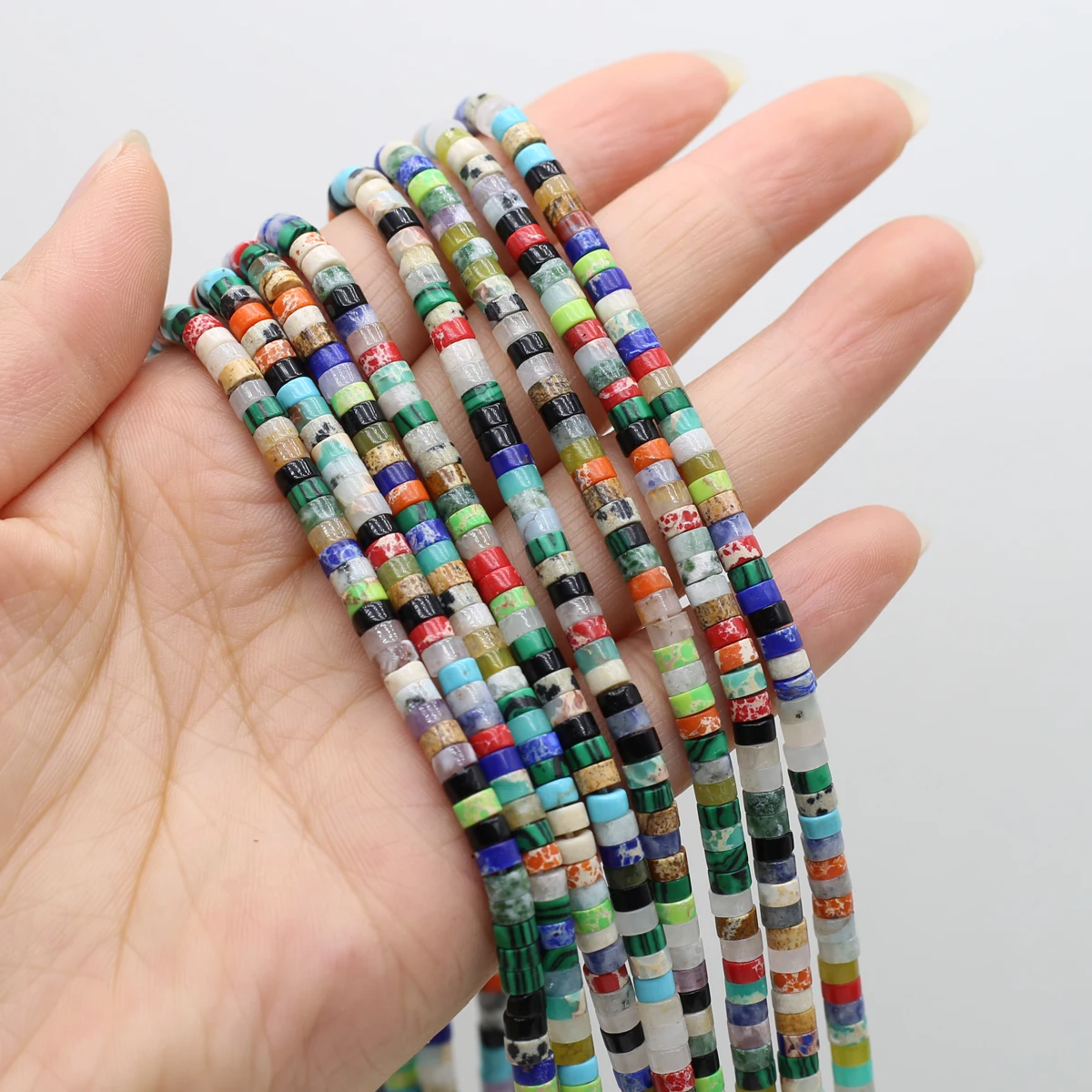 

yachu Wholesale Natural Stone Faceted Cylindrical Beaded 2x4MM Necklace Crafts Jewelry Making DIY Bracelet Accessories Gift 38CM