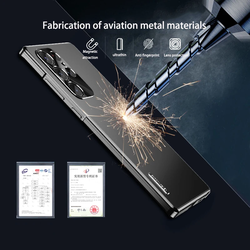 metal magnetic case for samsung galaxy s21 s22 ultra all inclusive camera frosted anti fingerprint protective ultra thin cases free global shipping