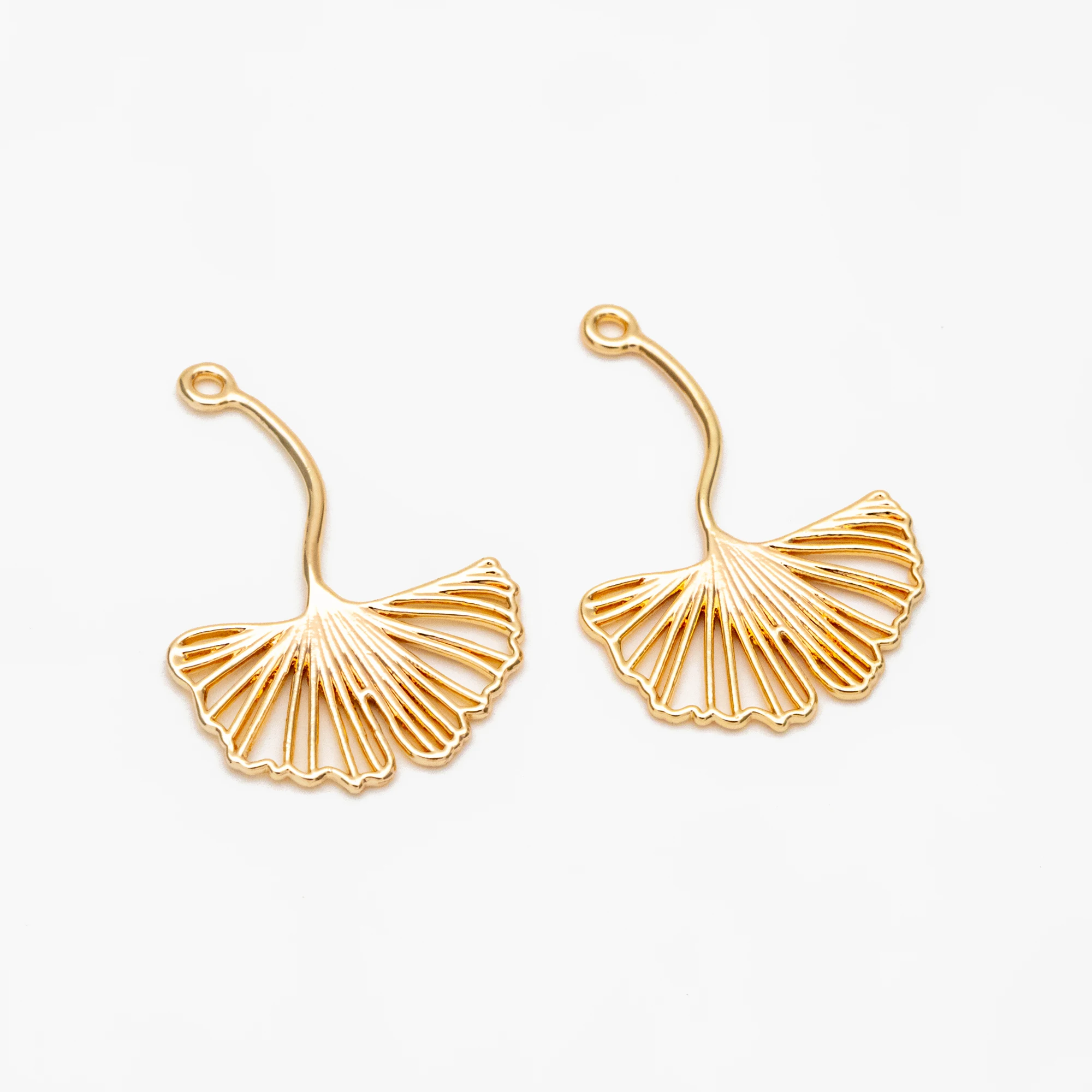 10 шт Ginkgo Leaf Charm 26x17 мм позолоченные латунные искусственные аксессуары из