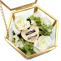 custom hexagonal glass ring box personalized rings holder geometrical clear jewelry storage box engagement proposal wedding gift