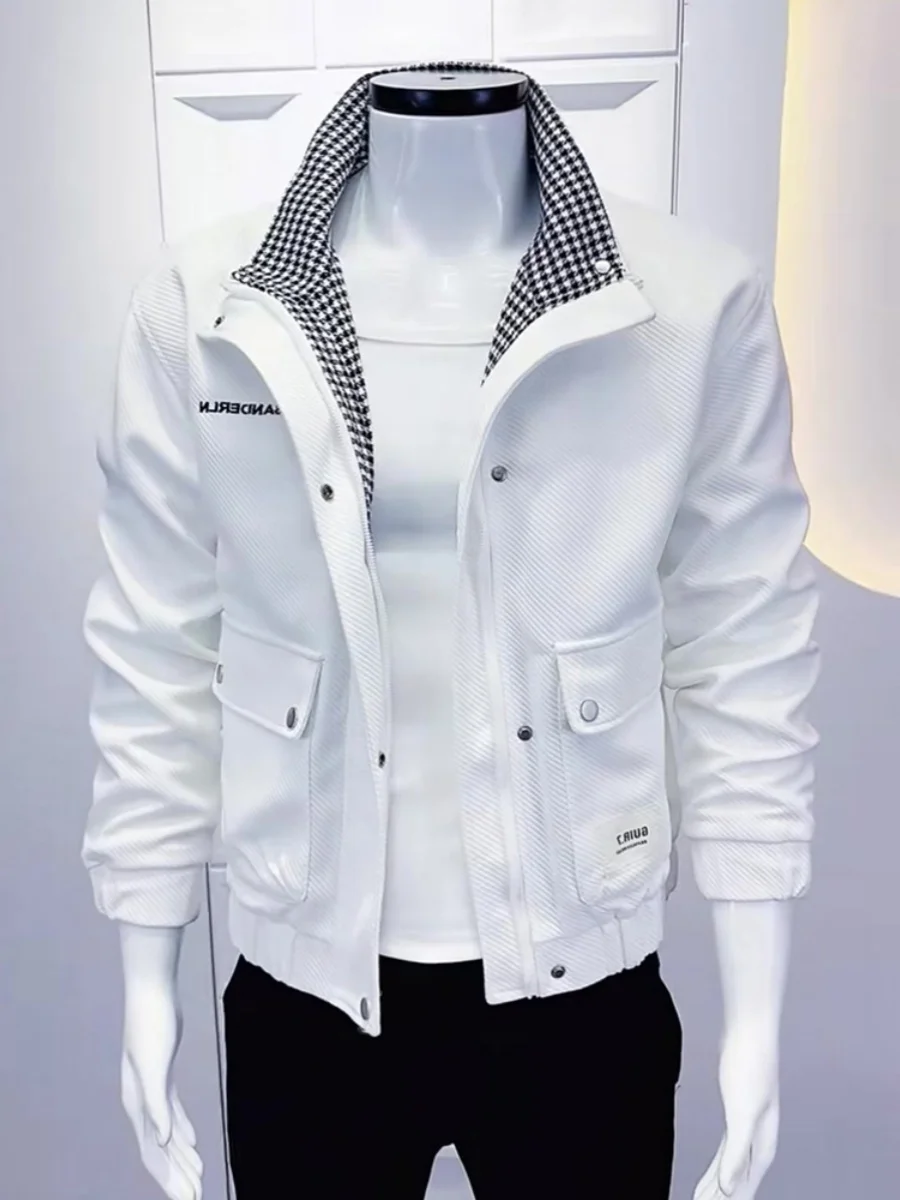 Белая униформа верхняя одежда мужская весенне-осенняя топы с воротником-стойкой