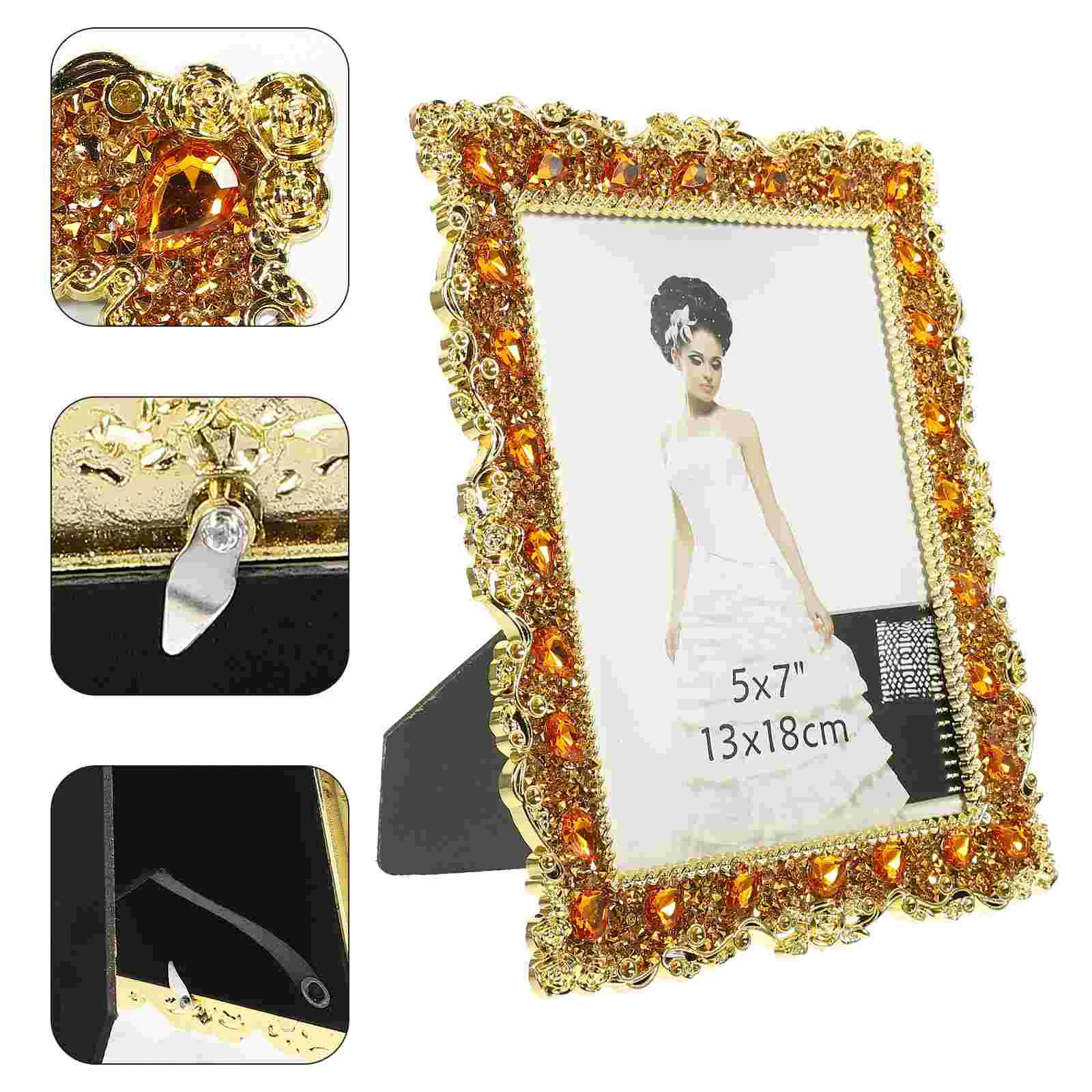 

Frame Photo Picture Frames Desktop Display Holder Decorative Tabletop Crystal Rhinestone Weddingstand Style Office Family Retro