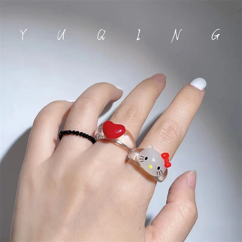 

Cartoon Hello Kitty Index Finger Ring Cute Girl Cartoon Kitty Cat Ring Ornaments Women's Ring Gifts