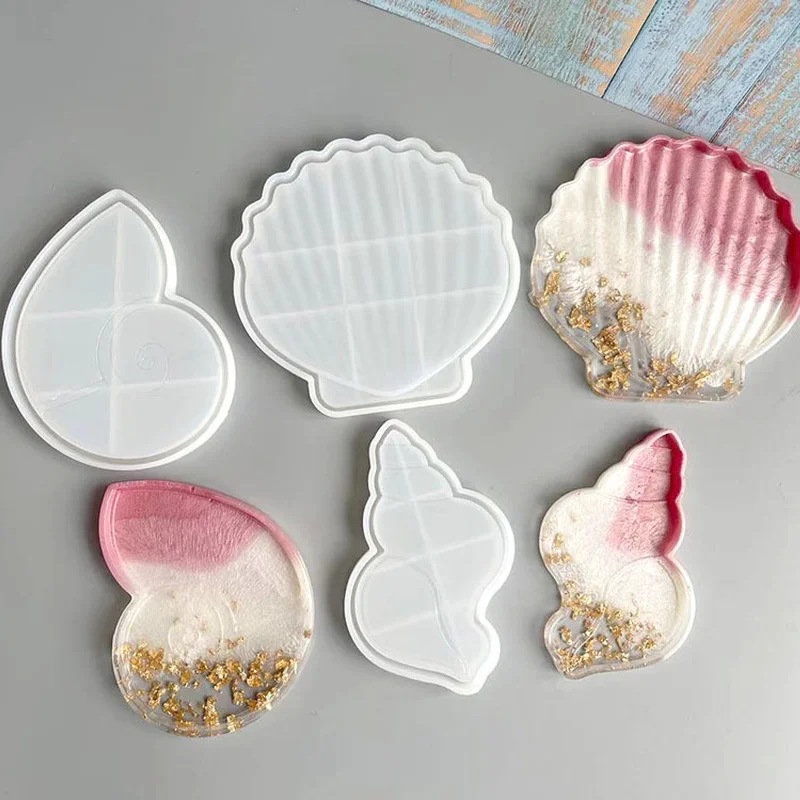 

Conch Shell Coaster Silicone Mould Mirror Epoxy Mould DIY Handmade Decoration Desktop Storage Casting Mold Jewelry Tools