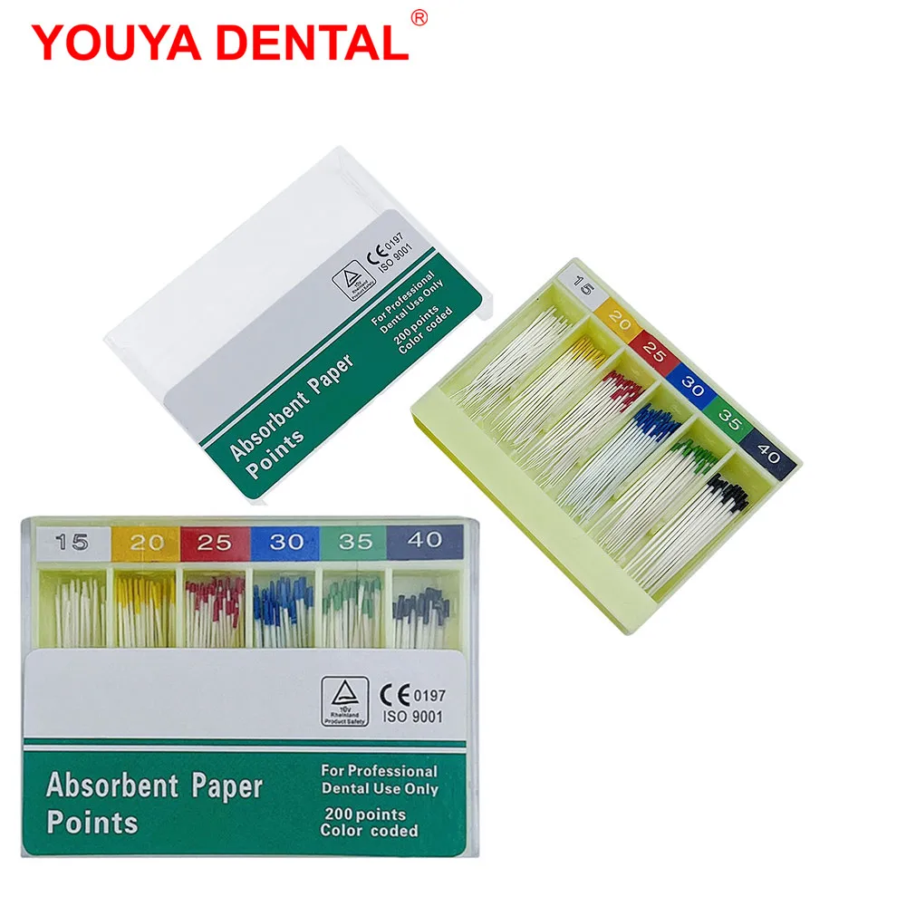 

1 Box Dental Absorbent Paper Points 02 Taper for Files Dentistry Materials Root Cancel Endodontics Absorption Cotton Fiber Tips