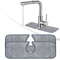 2pcs kitchen faucet absorbent mat sink splash guard microfiber faucet splash catcher countertop protector for kitchen bathroom