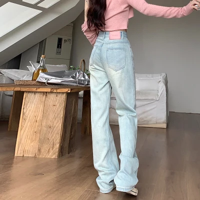 Женские модные повседневные Прямые джинсы с завышенной талией свободные широкие