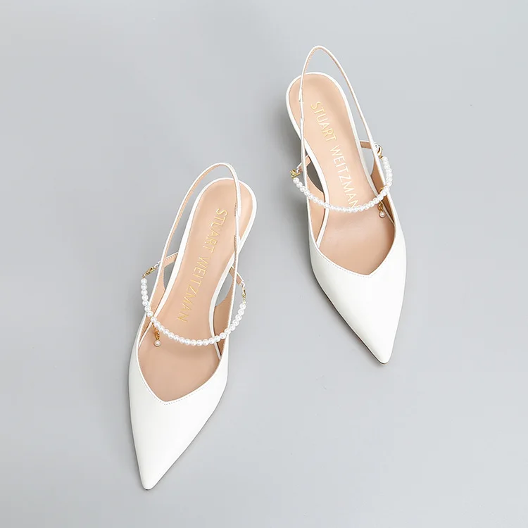 

Женские Туфли Мэри Джейн, Роскошные туфли с цепочкой и жемчугом, туфли на среднем каблуке, модные элегантные привлекательные кожаные сандал...