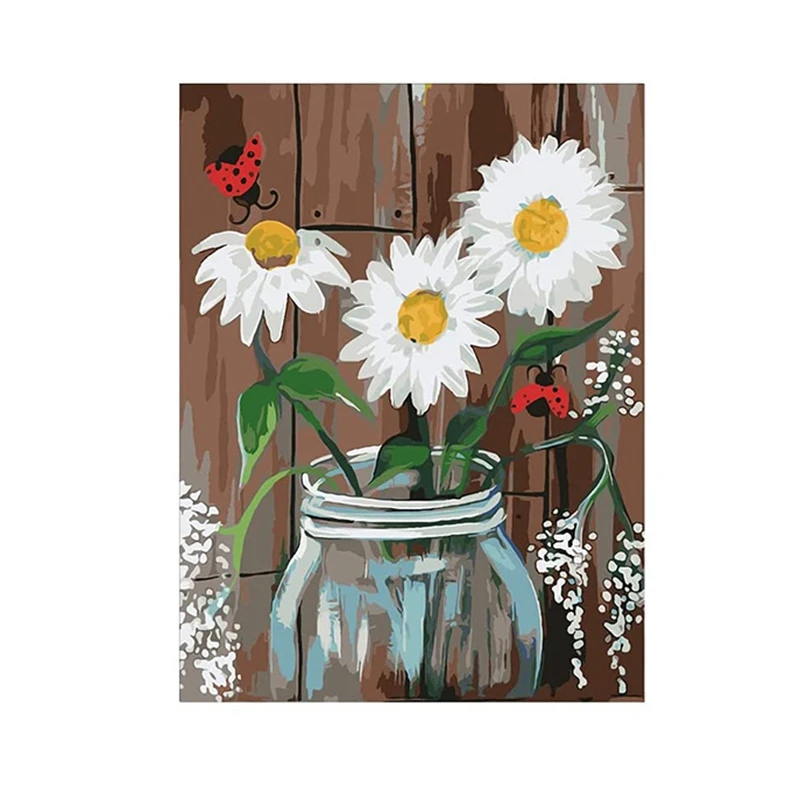 

Adult Paint By Number Kits on Canvas 16X20 Inch DIY Acrylic Painting Kit for Kids & Adults Beginner - Glass Jar Flowers