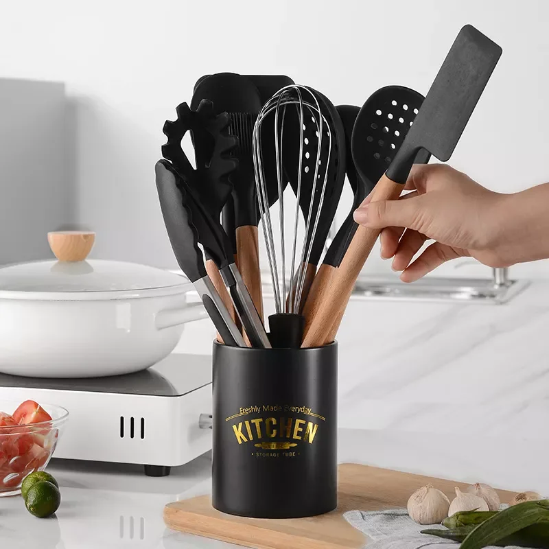 

Kitchen Cookware Silicone Kitchenware Non Stick Cooking Pot Gadget Spatula Ladle Egg Beaters Shovel Soup Spoon Utensils Supplies