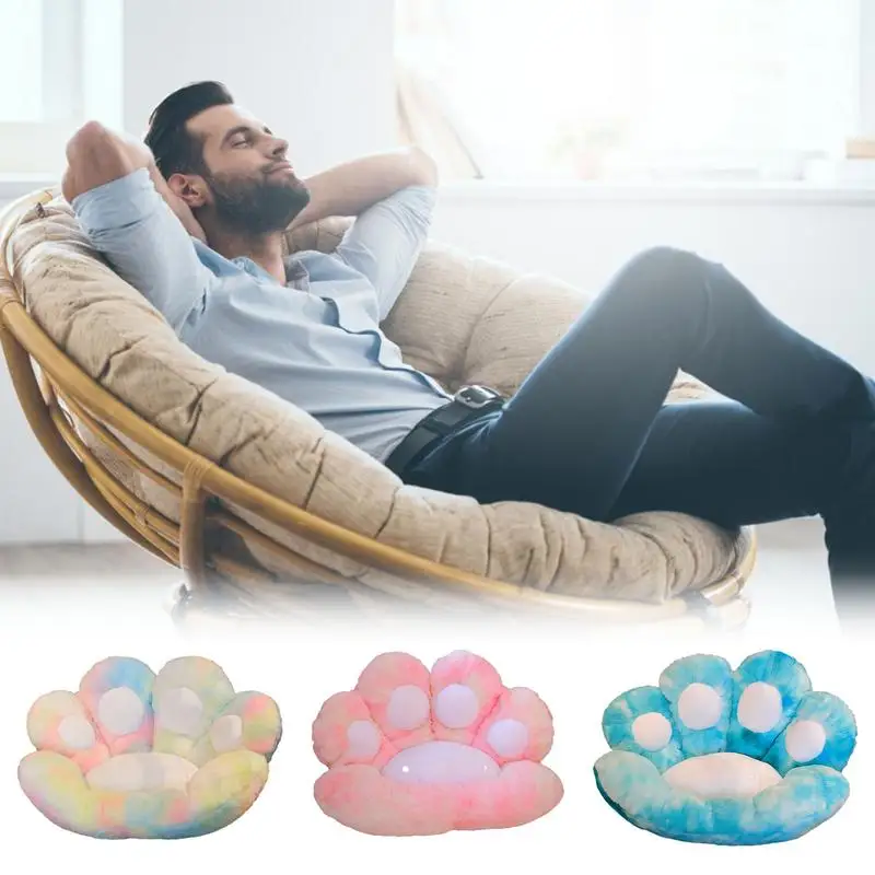 

Tie-Dye Armchair Seat Cat Paw Cushion For Office Dinning Chair Desk Seat Backrest Pillow Office Seats Massage Lounge Cushion