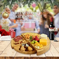 bamboo cheese board with cheese knife set 37 cm cheese plate rotating serving plate for cheese and appetite gifts