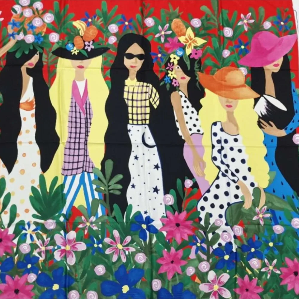 Саржевый шелковый шарф женский ручной работы с животными Женский саржевый