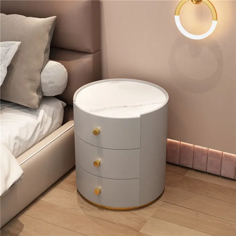 

Round Modern Bedroom Bedside Table Simple Light Luxury Floor-to-ceiling Cabinet Cabinet Storage Locker Round Cabinet Meuble