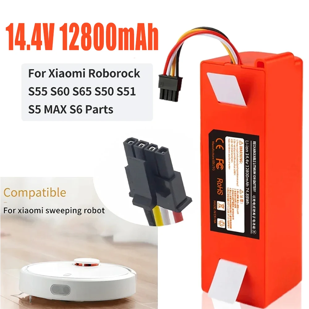 Фото Аккумулятор 14.4V 12800mAh для робота-пылесоса Xiaomi Roborock S55 S60 S65 S50 S51 S5 MAX S6, запчасть №2
