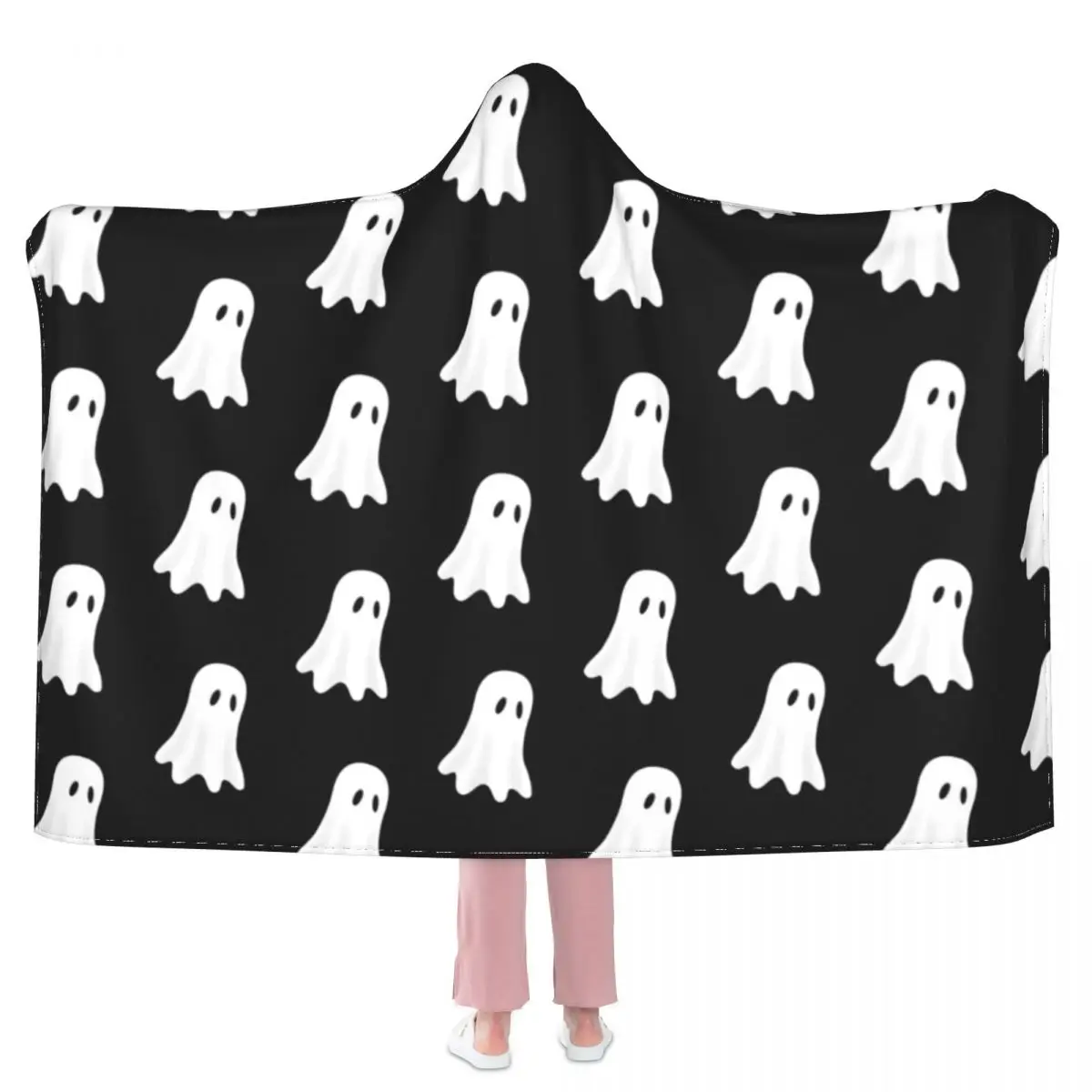 

Белое одеяло с принтом призраков, ужасное мягкое одеяло с капюшоном для медитации на Хэллоуин, дешевое большое флисовое покрывало