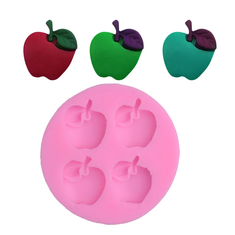

DIY 4hold Apples Shape 3D Fondant Silicone Cake Mold Cupcake Jelly Candy Chocolate Decoration Baking Tool Moulds
