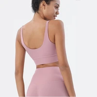 top ladies sports bra gym yoga lingerie vest deep u beautiful back widening hem fitness tops high support workout sportswear