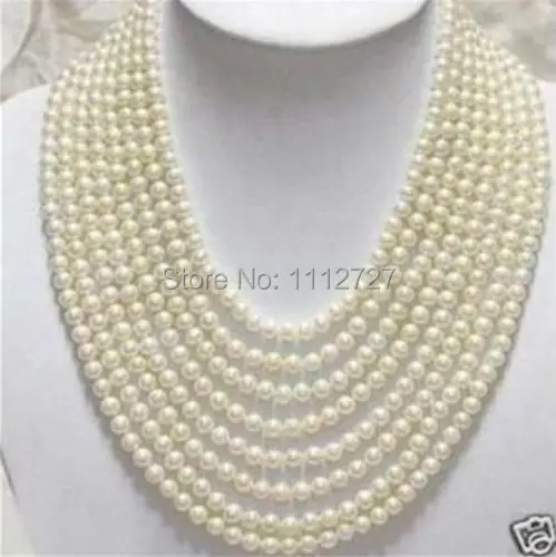 

Beautiful 8 Rows 6-7mm 2021 fashion White Freshwater Shell Pearl Necklace Beads Jewelry Natural Stone BV350 Wholesale Price