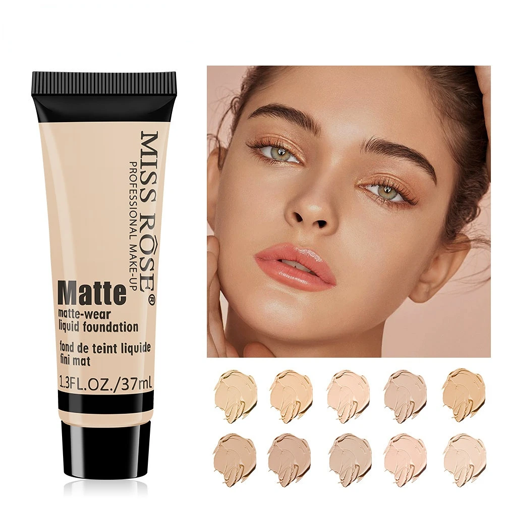 

Professional Face Liquid Foundation Concealer Soft Matte Face Base Makeup Cosmetic Natural Brighten Foundation Cream