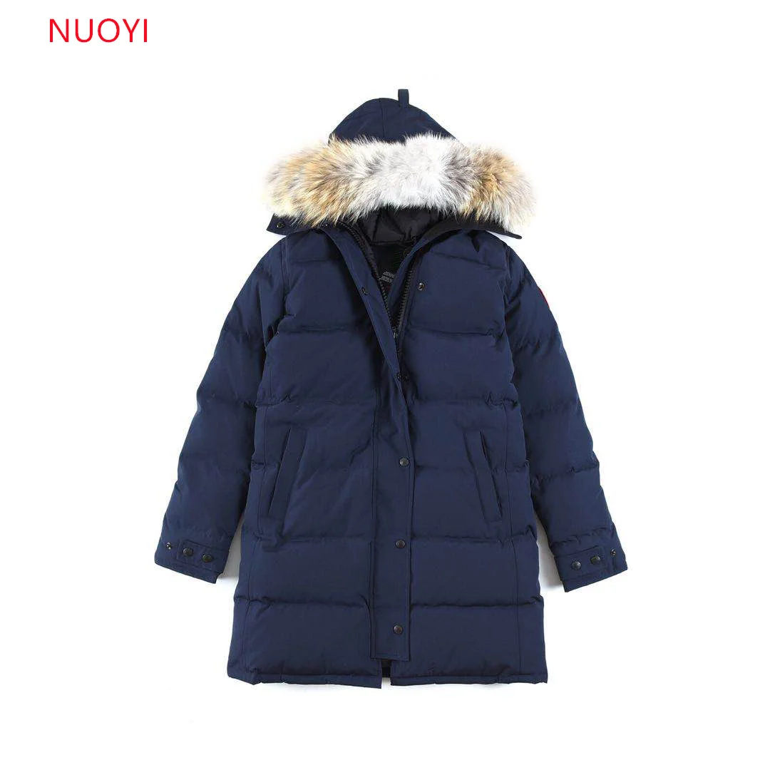 

2023 New Canada Down Jacket Women Long Coat Parka Expedition White Goose Down Waterproof Top Brand Authentic Coyote Fur 3802L