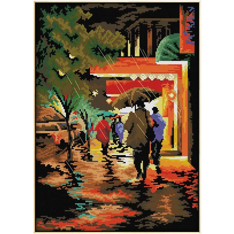 

Needlework DMC 11CT 3 Stands Embroidery Starter Kits for Beginners DIY Stamped Cross Stitch Kits Fabric Crafts