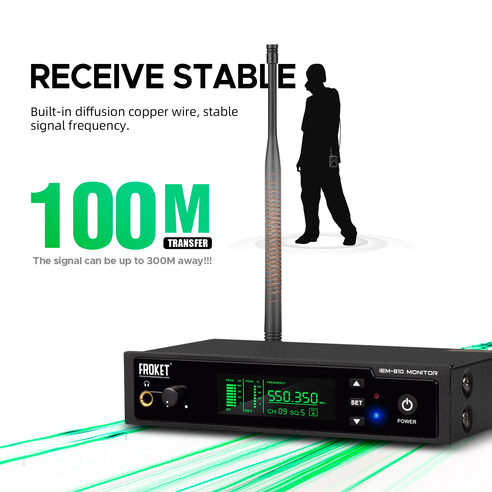 Беспроводная система мониторинга IEM Debra IEM-810 UHF диапазон 100 м 530-580 МГц для