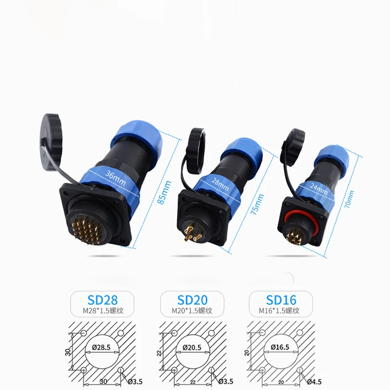 Водонепроницаемый авиационный штекер IP68 sd20 гнездо стыковое соединение 1-14 ядер