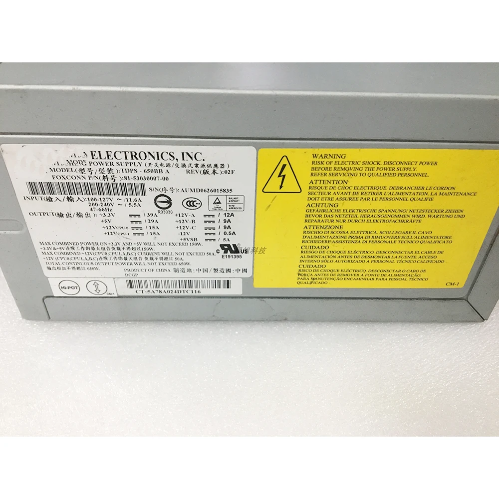 

TDPS-650BB A для HP ML150G3 серверный блок питания 407730-001 402075-001 150 Вт